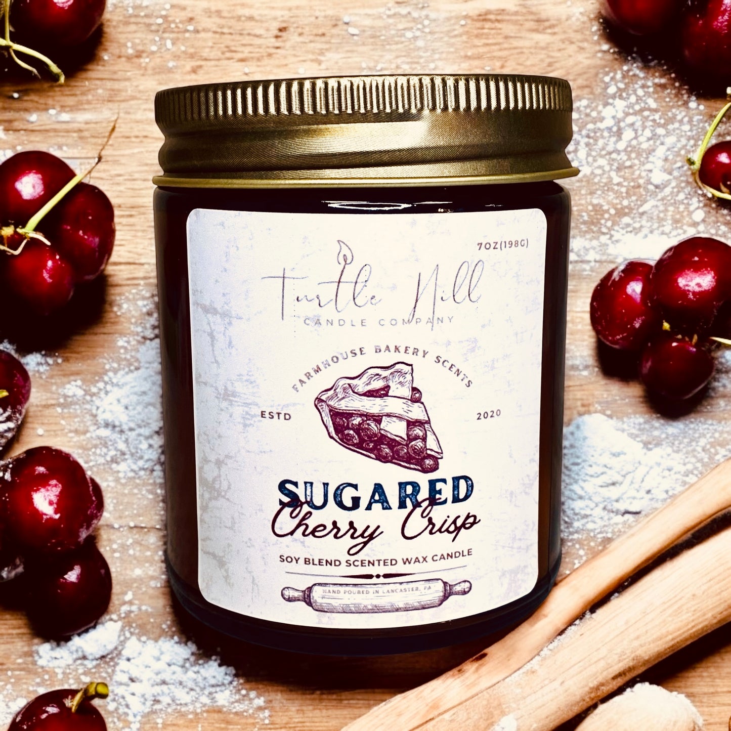 Sugared Cherry Crisp-7oz Amber Glass Candle